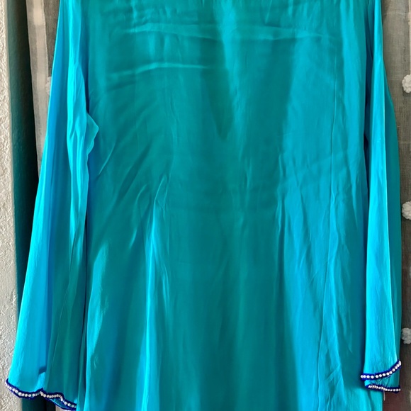 Boston Proper Aqua and Indigo Embroidered Tunic - Picture 7 of 7